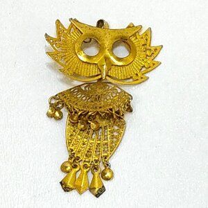 Articulated Owl Necklace Pendant Dangles Intricate Filigree Design Hinged Moveme